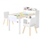 Σετ τραπεζιού και καρέκλας VEVOR Kids Art, Τραπέζι χειροτεχνίας για νήπια με ντουλάπι αποθήκευσης 3 επιπέδων, Ξύλινο Παιδικό γραφείο δραστηριότητας με 2 καρέκλες, Art Craft Play Desk για ανάγνωση, μάθηση, σχέδιο, γραφή, λευκό