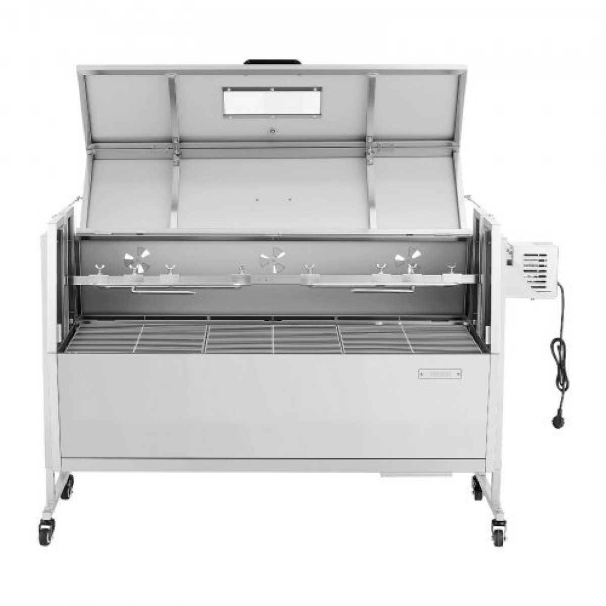 Ψητοπωλείο VEVOR, ψηστιέρα ψησίματος 38W BBQ εξωτερικού χώρου, Ψητό σούβλας με κάρβουνο με χωρητικότητα 60 κιλών, ρόδες & ύψος 4 επιπέδων, κιτ ψησίματος ψησίματος από ανοξείδωτο ατσάλι για υπαίθριο κάμπινγκ