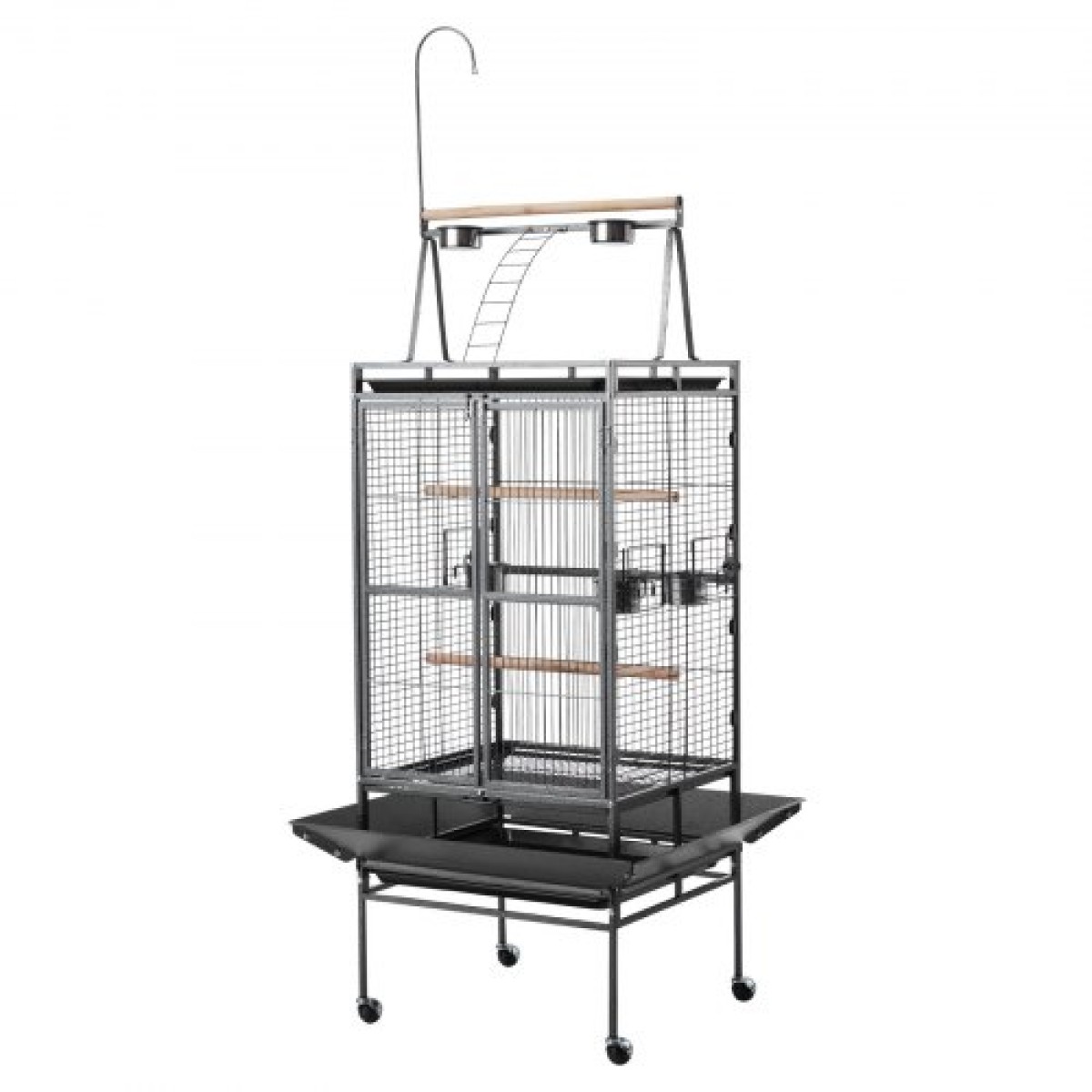 VEVOR Bird Cage, 830 x 790 x 2100 mm, Open Flat Top, Wrought Iron Bird Flight Cage with Perches, Slide-Out Tray, Plastic Feeders, for Cockatiel, Monk Parakeet, Amazon Parrot, African Grey Parrot