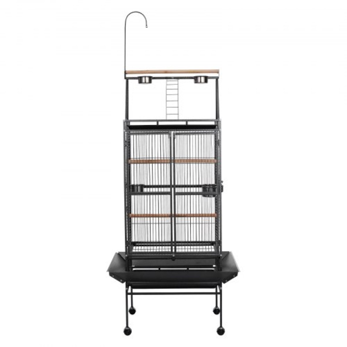 VEVOR Bird Cage, 830 x 790 x 2100 mm, Open Flat Top, Wrought Iron Bird Flight Cage with Perches, Slide-Out Tray, Plastic Feeders, for Cockatiel, Monk Parakeet, Amazon Parrot, African Grey Parrot