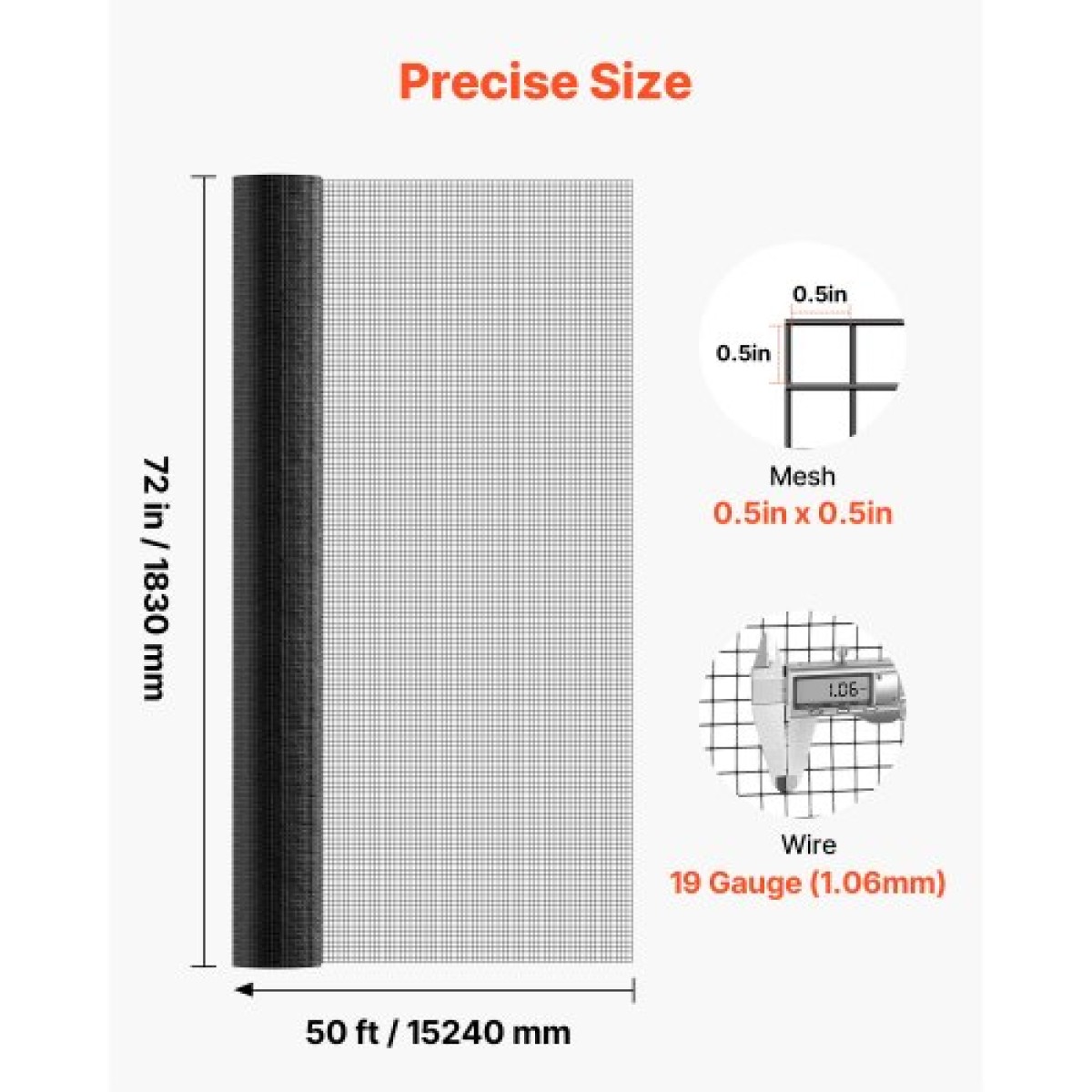 Ύφασμα VEVOR Hardware 183cm x 15,2m, 1/2 in 19 Gauge γαλβανισμένο συρμάτινο ρολό, ανθεκτικό στις καιρικές συνθήκες περίφραξη από σύρμα κοτόπουλου με επίστρωση βινυλίου, περίφραξη φυτών κήπου με συγκολλήσεις βαρέως τύπου για φράχτη φιδιού σε κλουβί κουνελι