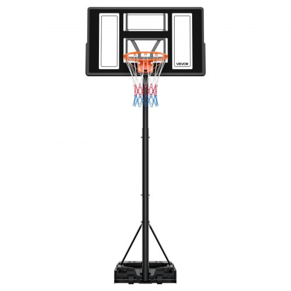 VEVOR Portable Basketball Stand, 1.35 to 3.05m Height Adjustment Basketball Hoop & Goal, Adjustable Basketballs Goal System with Built-in Rolling Wheels for Kids, Teens, Adults in Driveways, Pools