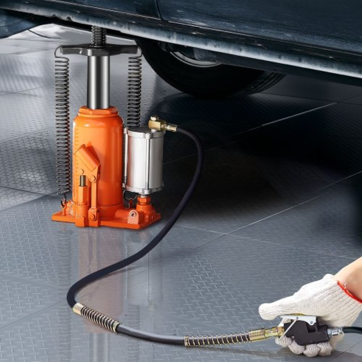 VEVOR Air Hydraulic Bottle Jack, 20 Ton (44092 lbs) Χωρητικότητα, Εύρος ανύψωσης 260-495 mm, Πνευματικό/Χειροκίνητο Συγκολλημένο γρύλο μπουκαλιών βαρέως τύπου με αντλία για SUV, Pickup, Truck, RV, Επισκευή Αυτοκινήτων, Πορτοκαλί