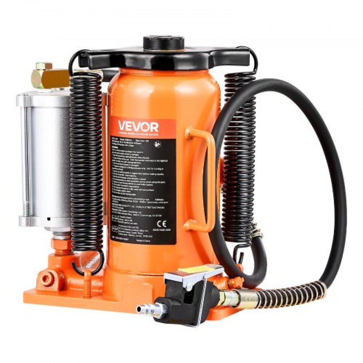 VEVOR Air Hydraulic Bottle Jack, 20 Ton (44092 lbs) Χωρητικότητα, Εύρος ανύψωσης 260-495 mm, Πνευματικό/Χειροκίνητο Συγκολλημένο γρύλο μπουκαλιών βαρέως τύπου με αντλία για SUV, Pickup, Truck, RV, Επισκευή Αυτοκινήτων, Πορτοκαλί