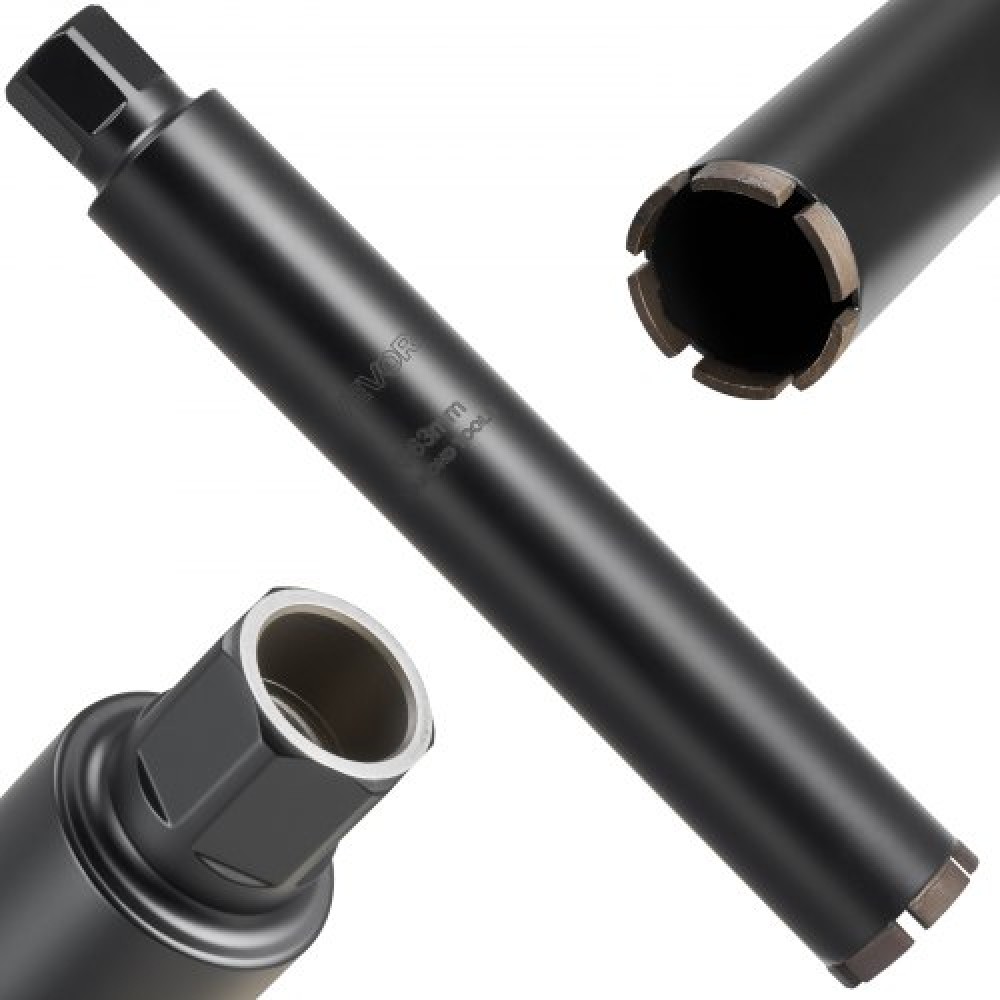 VEVOR Core Drill Bit, 63.5 mm Diameter, 356 mm Drilling Depth, 1-1/4 in-7 Internal Thread, High-Precision Welding Technology, Wet Diamond Core Bit for Reinforced Concrete, Red Bricks, and Masonry