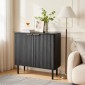 Ντουλάπα καφέ VEVOR, Τραπέζι Coffee Bar Mid Century με αυλακωτό τραπέζι με αποθηκευτικό χώρο 2 επιπέδων, ντουλάπι σε μπουφέ με πόρτα αχυρώνα, μπουφές μπουφέ για σαλόνι, είσοδος, 80 x 37,5 x 80 cm, μαύρο