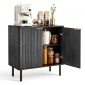 Ντουλάπα καφέ VEVOR, Τραπέζι Coffee Bar Mid Century με αυλακωτό τραπέζι με αποθηκευτικό χώρο 2 επιπέδων, ντουλάπι σε μπουφέ με πόρτα αχυρώνα, μπουφές μπουφέ για σαλόνι, είσοδος, 80 x 37,5 x 80 cm, μαύρο