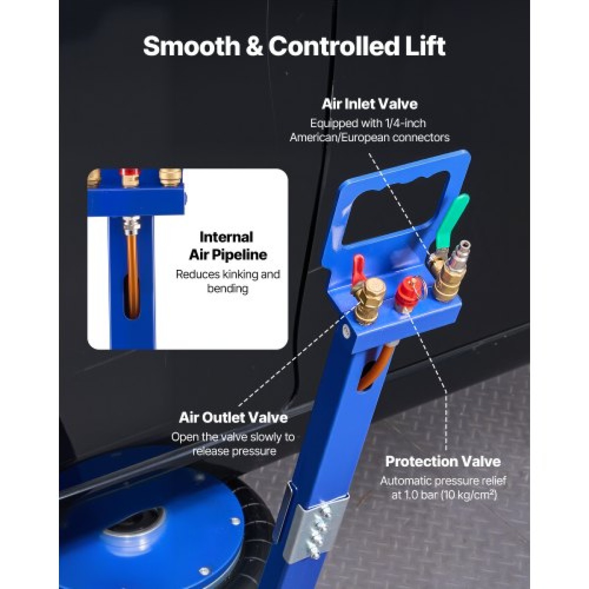 VEVOR Air Jack, 6 Ton Quadrupple Bag Airbag Jack, Ανύψωση Έως 673 mm με ψηλή στήλη, ρυθμιζόμενη λαβή & παχύ λαστιχένιο μαξιλαράκι, 2-5 s Fast Lifting Pneumatic για Αυτοκίνητο, SUV, Επισκευή Pickup Truck, Γκαράζ