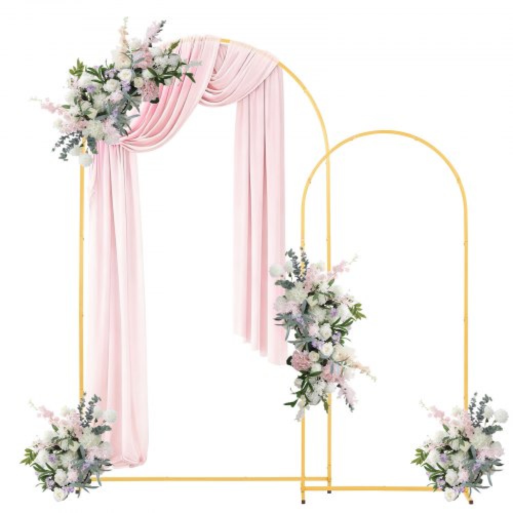 Βάση σκηνικού VEVOR Arch, Σετ 2, 2,2 m και 1,8 m, Σταθερή κατασκευή, Εύκολη συναρμολόγηση, Χρυσή μεταλλική βάση σκηνικού αψίδας για γάμο, πάρτι γενεθλίων, αποφοίτηση, γιορτή και διακόσμηση τελετών