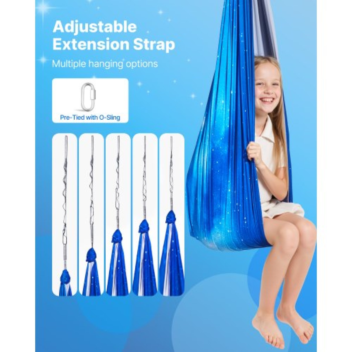 VEVOR Sensory Swing, υφασμάτινη αιώρα διπλής στρώσης, αισθητηριακή κούνια εσωτερικού & εξωτερικού χώρου με περιστρεφόμενη κρεμάστρα 360°, O-Sling, Χωράει έως 136,07 κιλά, Ρυθμιζόμενη Aerial Yoga, Κρεμαστές κούνιες για παιδιά