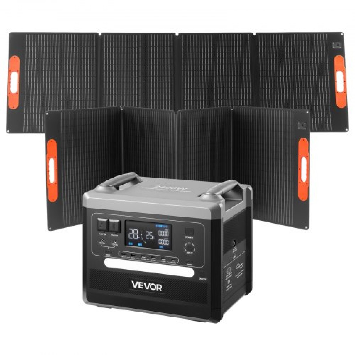 VEVOR Portable Power Station, Φορητή ηλιακή γεννήτρια 2400W με 2 τεμάχια * 200W αναδιπλούμενα ηλιακά πάνελ, 2160Wh επεκτάσιμη μπαταρία LiFePO4 εφεδρική με 10 θύρες εξόδου για Backup Home Outdoor Camping RV