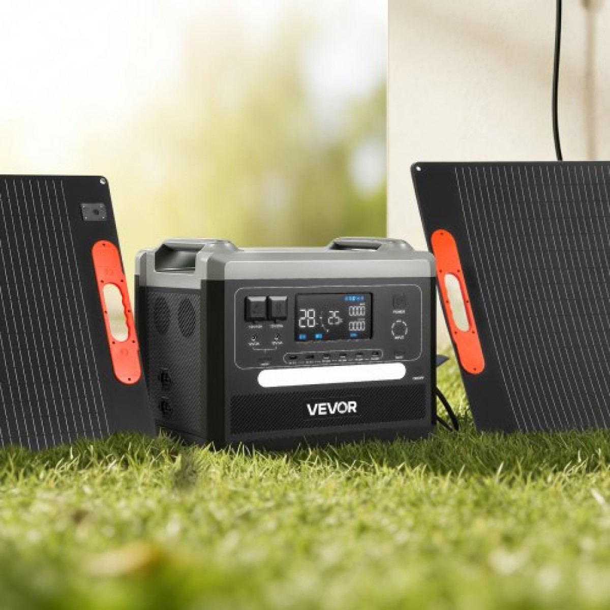 VEVOR Portable Power Station, Φορητή ηλιακή γεννήτρια 2400W με 2 τεμάχια * 200W αναδιπλούμενα ηλιακά πάνελ, 2160Wh επεκτάσιμη μπαταρία LiFePO4 εφεδρική με 10 θύρες εξόδου για Backup Home Outdoor Camping RV
