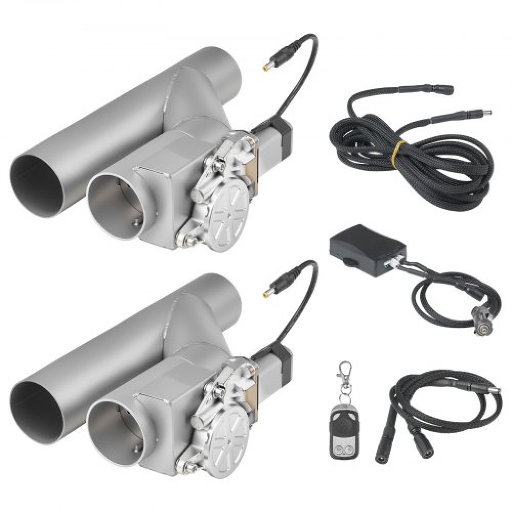 VEVOR Electric Exhaust Cutout, 63,5 mm 2PCS Universal inox steel valve kit with One Controller Remote Kit, Cut Out Valve, Y Pipe, Remote Control, ταιριάζει σε φορτηγά, σεντάν, σπορ αυτοκίνητα, SUV