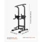 VEVOR Pull Up Bar, 150kg Power Tower Dip Station, Workout Dip Station με σταθερή βάση σε σχήμα H και μαξιλαράκι πλάτης, ρυθμιζόμενο ύψος 12 επιπέδων χωρίς όρθια μπάρα Chin Up για την πλάτη, 4 επίπεδα ρυθμιζόμενο μαξιλαράκι πλάτης
