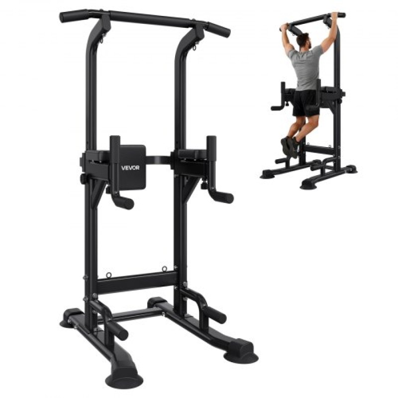 VEVOR Pull Up Bar, 150kg Power Tower Dip Station, Workout Dip Station με σταθερή βάση σε σχήμα H και μαξιλαράκι πλάτης, ρυθμιζόμενο ύψος 12 επιπέδων χωρίς όρθια μπάρα Chin Up για την πλάτη, 4 επίπεδα ρυθμιζόμενο μαξιλαράκι πλάτης