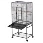 VEVOR Bird Cage, 625 x 425 x 1370 mm, Flat Top, Wrought Iron Bird Flight Cage with Perches, Slide-Out Tray and Plastic Feeders, Casters, for Parrot, Blue Tit, Cockatiel, Canary, Budgerigar, Conure