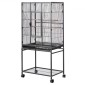 VEVOR Bird Cage, 625 x 425 x 1370 mm, Flat Top, Wrought Iron Bird Flight Cage with Perches, Slide-Out Tray and Plastic Feeders, Casters, for Parrot, Blue Tit, Cockatiel, Canary, Budgerigar, Conure