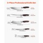 Σετ μαχαιριών κουζίνας VEVOR, Σετ μαχαιριών από ανοξείδωτο ατσάλι 5 τεμαχίων υψηλής περιεκτικότητας σε άνθρακα, ανθεκτικό και ανθεκτικό στη σκουριά, επαγγελματικά μαχαιροπίρουνα κουζίνας με εργονομική λαβή ανθεκτική στις ρωγμές, για ακριβή κοπή