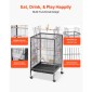 VEVOR Bird Cage, 460 x 460 x 770 mm, Ανοιχτή επίπεδη κορυφή, σφυρήλατο σίδηρο Κλουβί πτήσης πουλιών με κούρνιες, συρόμενος δίσκος και πλαστικοί τροφοδότες, τροχίσκοι, για παπαγάλους, μπλε βυζιά, κοκατίλ, καναρίνι, μπαχαρικά, κονούρα