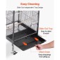 VEVOR Bird Cage, 460 x 460 x 770 mm, Ανοιχτή επίπεδη κορυφή, σφυρήλατο σίδηρο Κλουβί πτήσης πουλιών με κούρνιες, συρόμενος δίσκος και πλαστικοί τροφοδότες, τροχίσκοι, για παπαγάλους, μπλε βυζιά, κοκατίλ, καναρίνι, μπαχαρικά, κονούρα
