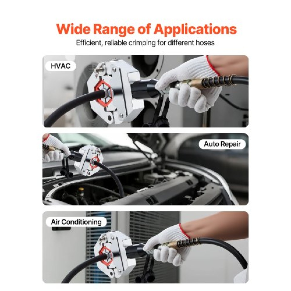 VEVOR Hydraulic Hose Crimper, Hydra-Krimp AC Hose Crimper Kit with 7 Dies Snap-On & θήκη μεταφοράς, Υδραυλικοί σωλήνες A/C Εργαλείο σύσφιξης για αυτοκίνητα και επισκευή κλιματιστικών (διαχωρισμός με χειροκίνητη αντλία)