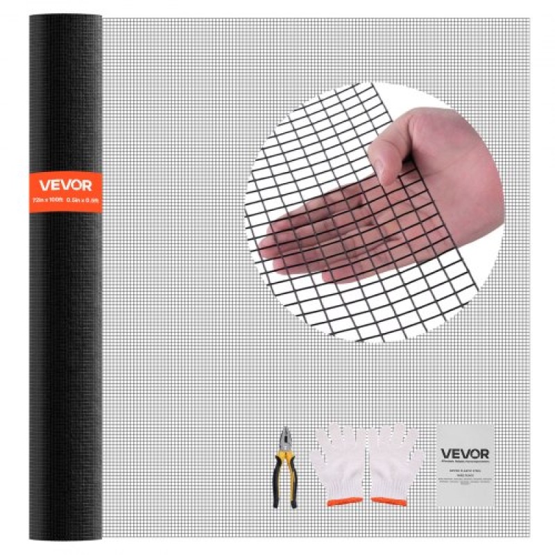 Ύφασμα VEVOR Hardware 183cm x 30,4m, 1/2 in 19 Gauge γαλβανισμένο συρμάτινο ρολό, ανθεκτικό στις καιρικές συνθήκες περίφραξη από σύρμα κοτόπουλου με επίστρωση βινυλίου, περίφραξη φυτών κήπου με συγκολλήσεις βαρέως τύπου για φράχτη φιδιού σε κλουβί κουνελι