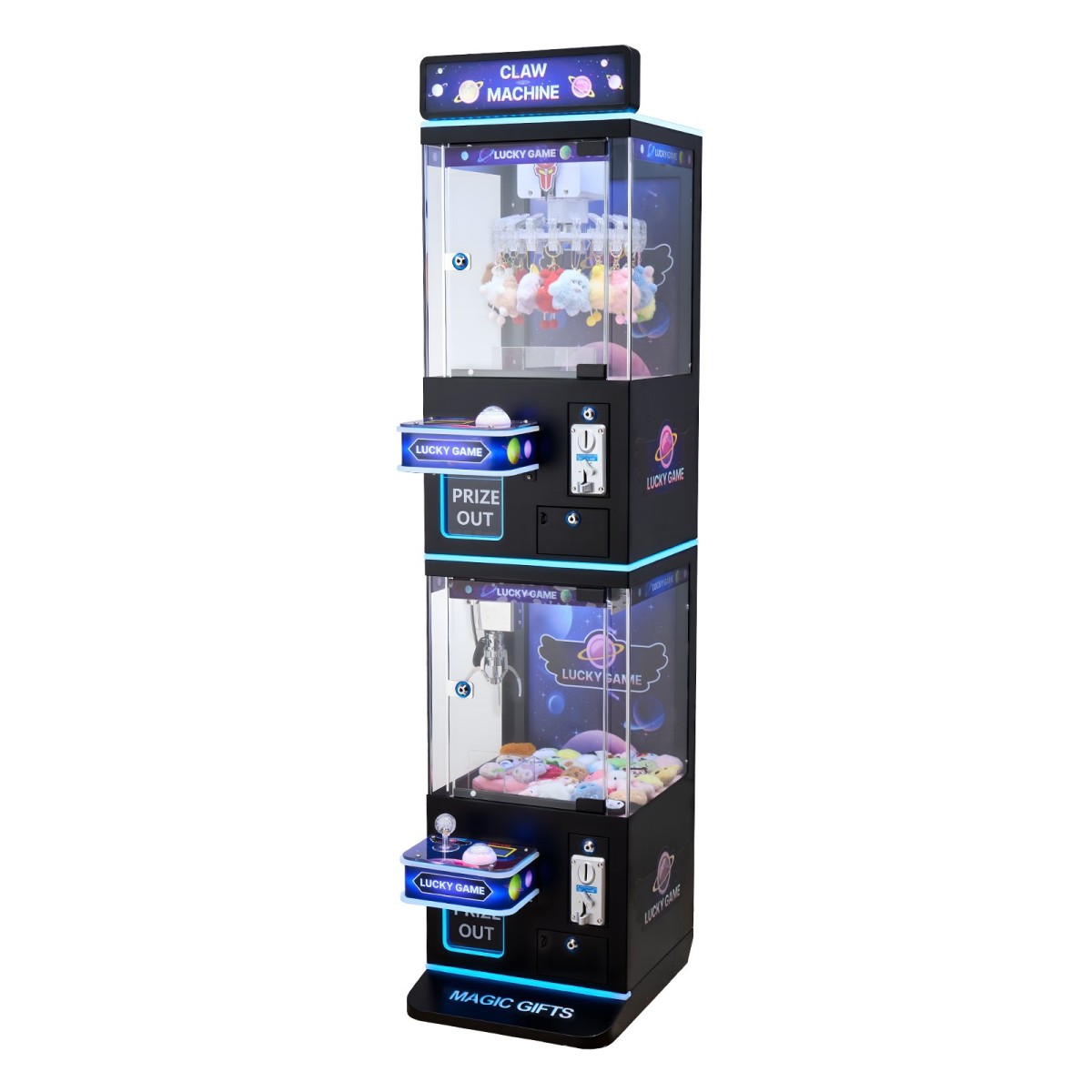Μηχάνημα VEVOR Claw Crane, Παιχνιδομηχανή Arcade μεσαίου μεγέθους με Claw + Grabber Double Layer, Light & Sound, Toy Candy Grabber Prize Dispenser Toy αυτόματης πώλησης, για εμπορικούς οικιακούς κινηματογράφους, Μαύρο Μωβ