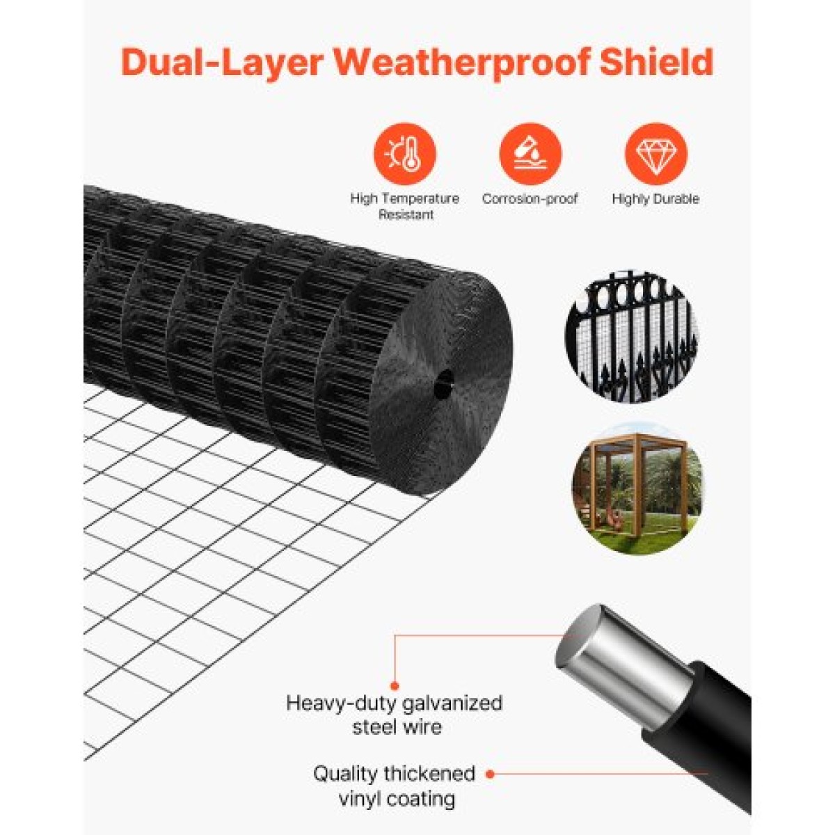 Ύφασμα VEVOR Hardware 61cm x 7,62m, 2 x 3 in Mesh 16 Gauge γαλβανισμένο ρολό συρμάτινο πλέγμα, ανθεκτικό στις καιρικές συνθήκες περίφραξη από σύρμα κοτόπουλου με επίστρωση βινυλίου, περίφραξη φυτών κήπου με συγκολλήσεις βαρέως τύπου για φίδι κουνελιού