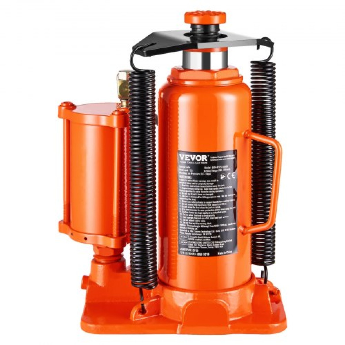 VEVOR Air Hydraulic Bottle Jack, μέγιστη χωρητικότητα φορτίου 12 τόννων, εύρος ανύψωσης 265-505 mm, πνευματικός/χειροκίνητος συγκολλημένος γρύλος φιάλης βαρέως τύπου με αντλία χειρός για επισκευή αυτοκινήτων SUV, Pickup, φορτηγών και αυτοκινήτων, πορτοκαλ