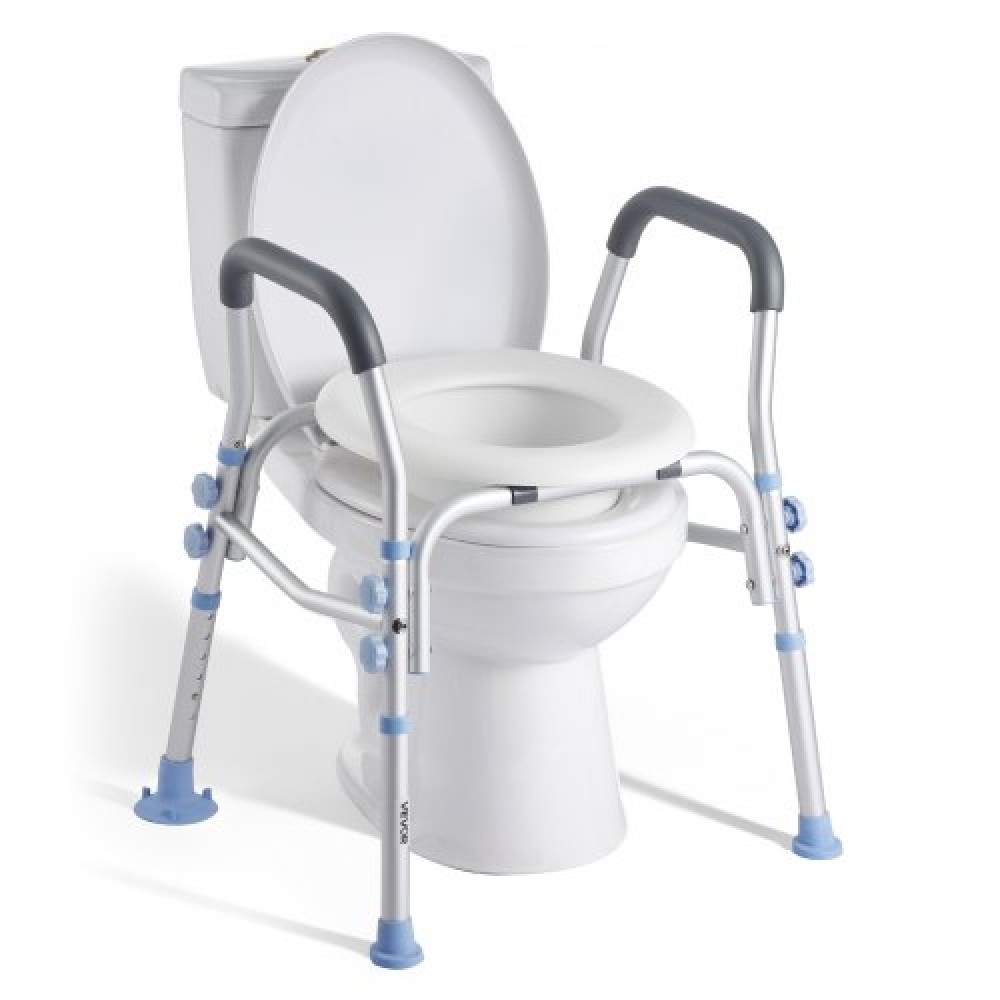 VEVOR Raised Toilet Seat with Arms, 136 kg Load Capacity, Adjustable Height, Widened Commode Elevated Toilet Seat Riser with Handles and Splash Guard for Seniors, Elderly, Handicap, Disabled, Adults