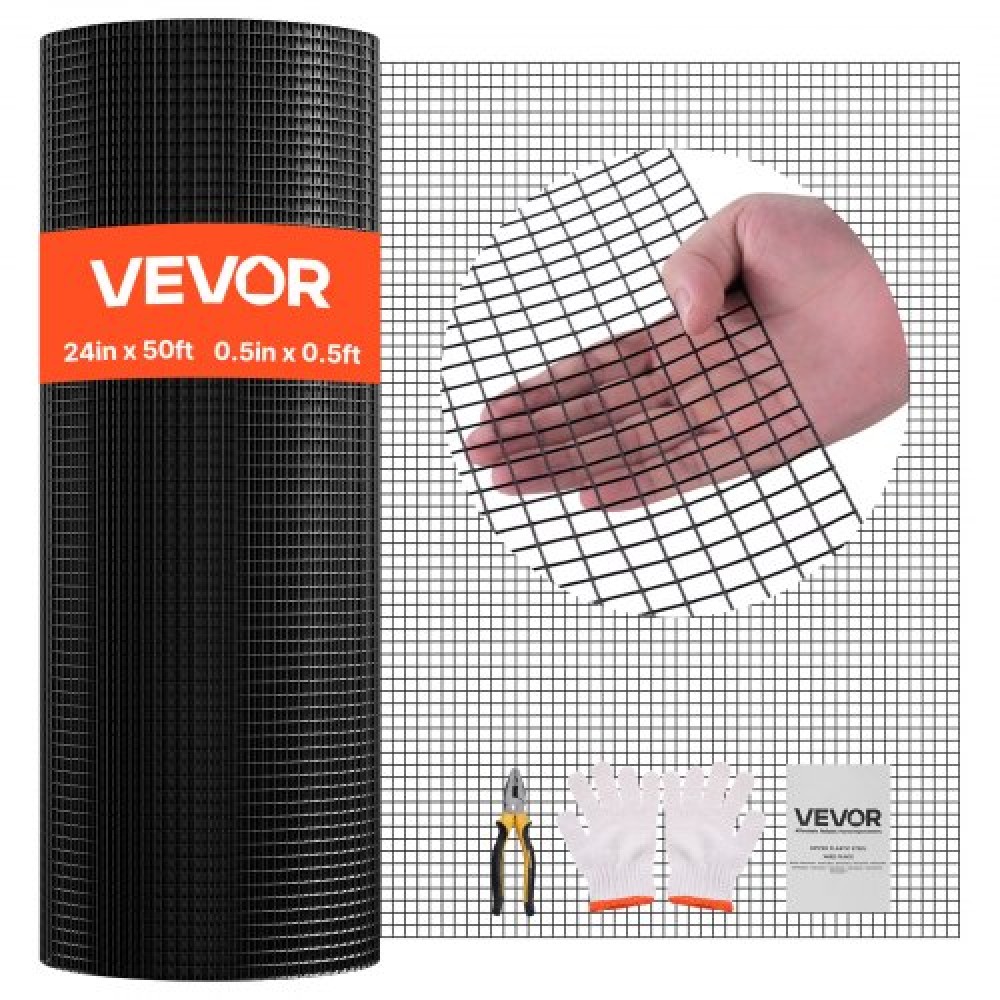 Ύφασμα VEVOR Hardware 61cm x 15,2m, 1/2 in 19 Gauge γαλβανισμένο συρμάτινο ρολό, ανθεκτικό στις καιρικές συνθήκες περίφραξη από σύρμα κοτόπουλου με επίστρωση βινυλίου, περίφραξη φυτών κήπου με συγκολλήσεις βαρέως τύπου για φράχτη φιδιού κλουβιού κουνελιών