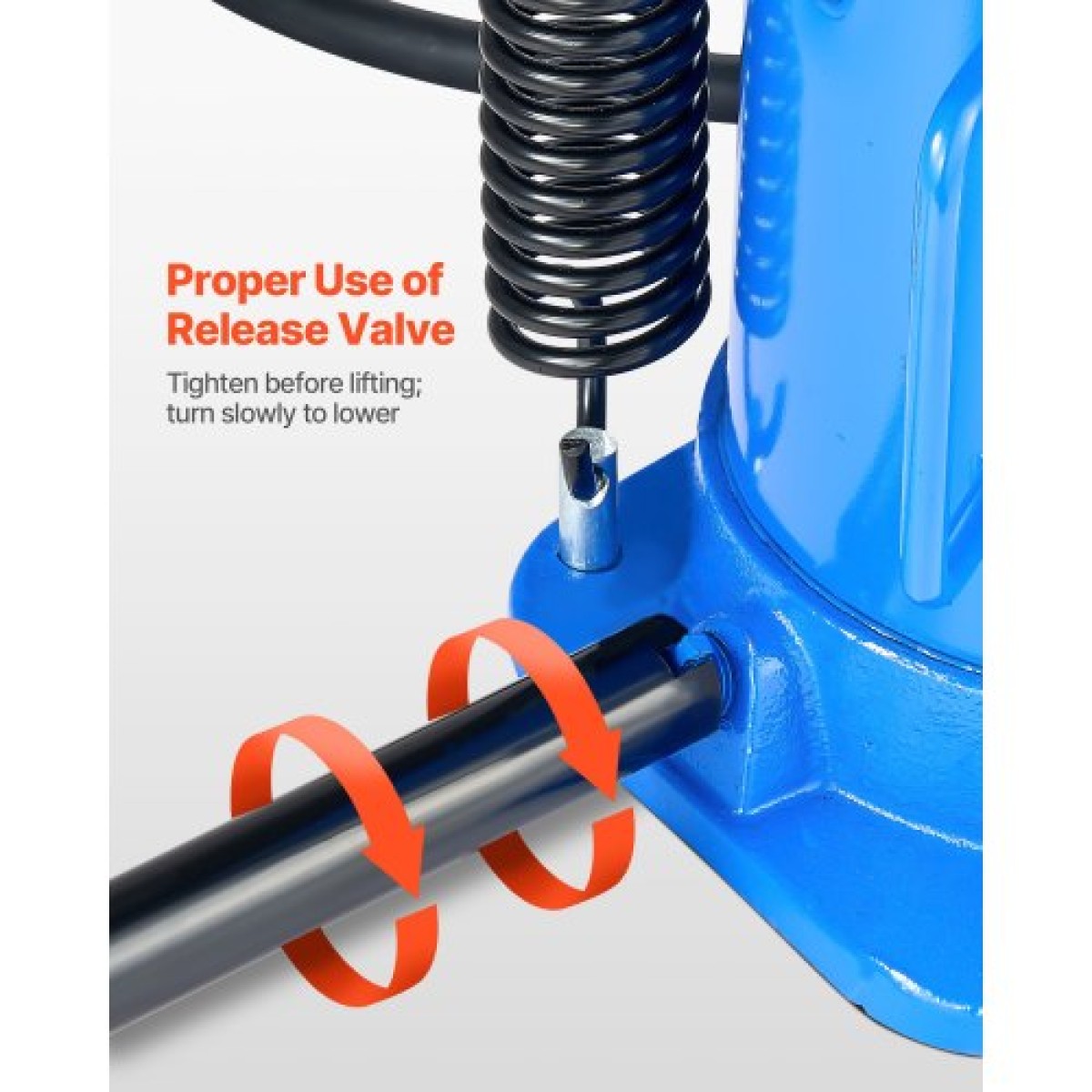VEVOR Air Hydraulic Bottle Jack, 32 Ton (70546,9 lbs) Χωρητικότητα, Εύρος ανύψωσης 255-415 mm, Πνευματικός/Χειροκίνητος συγκολλημένος γρύλος φιάλης βαρέως τύπου με αντλία για SUV, Pickup, Truck, RV, Car, Auto Repair, Blue