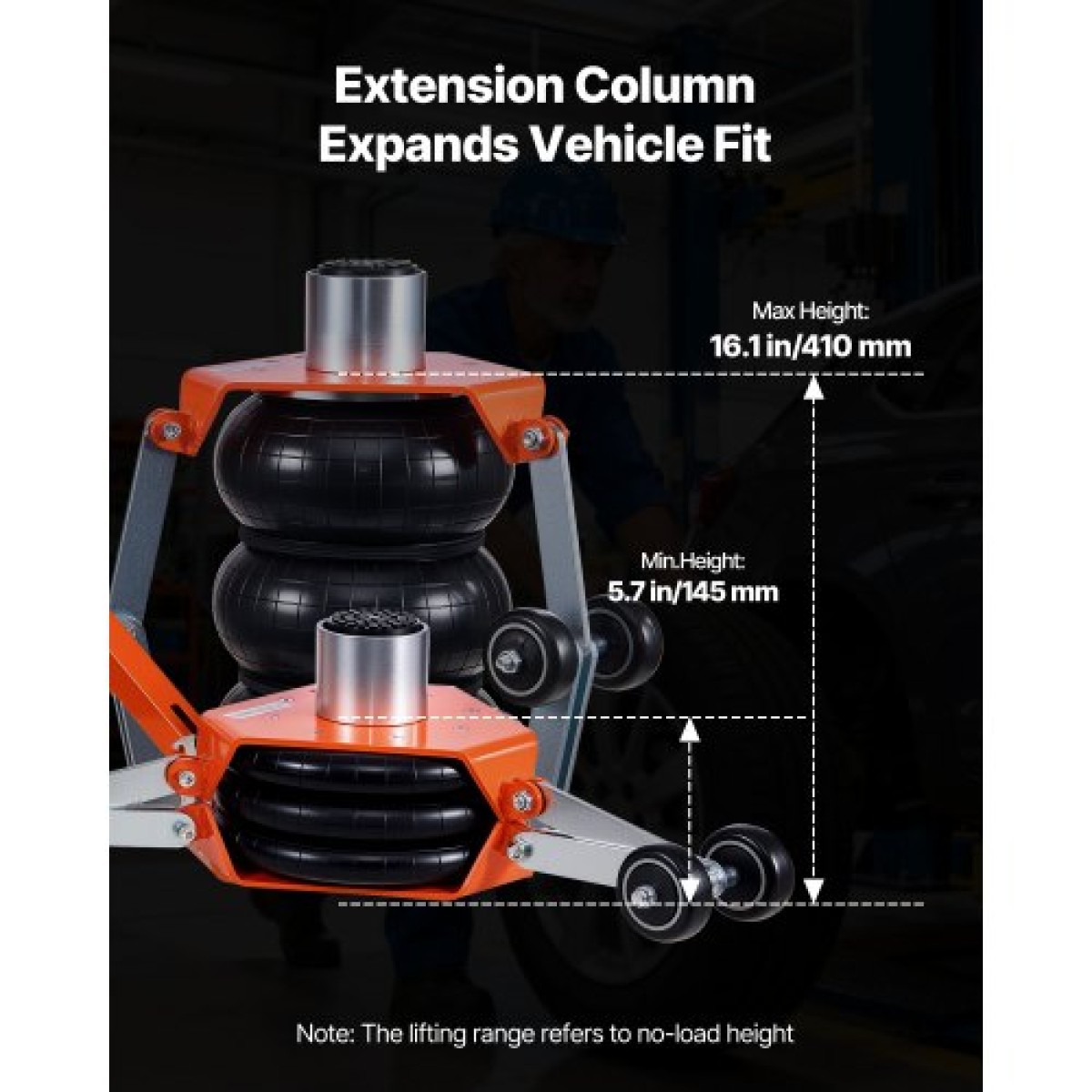 VEVOR Air Jack, 3 Ton Triple Bag Air Jack, Airbag με ράβδο στήριξης, ανύψωση έως 470 mm με ανυψωμένη στήλη & ρυθμιζόμενη λαβή, 1-6 s Fast Lifting Pneumatic για αυτοκίνητα, SUV, Pickup Trucks Επισκευή