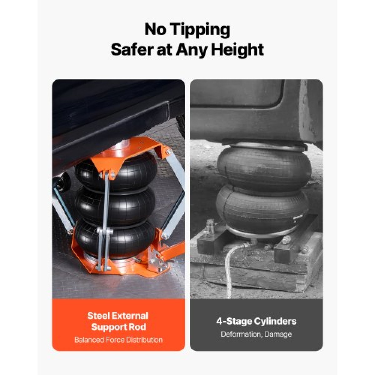 VEVOR Air Jack, 3 Ton Triple Bag Air Jack, Airbag με ράβδο στήριξης, ανύψωση έως 470 mm με ανυψωμένη στήλη & ρυθμιζόμενη λαβή, 1-6 s Fast Lifting Pneumatic για αυτοκίνητα, SUV, Pickup Trucks Επισκευή