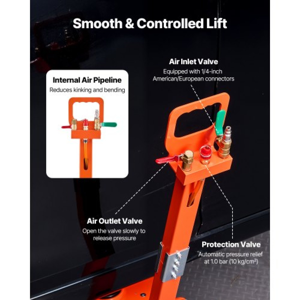 VEVOR Air Jack, 3 Ton Triple Bag Air Jack, Airbag με ράβδο στήριξης, ανύψωση έως 470 mm με ανυψωμένη στήλη & ρυθμιζόμενη λαβή, 1-6 s Fast Lifting Pneumatic για αυτοκίνητα, SUV, Pickup Trucks Επισκευή