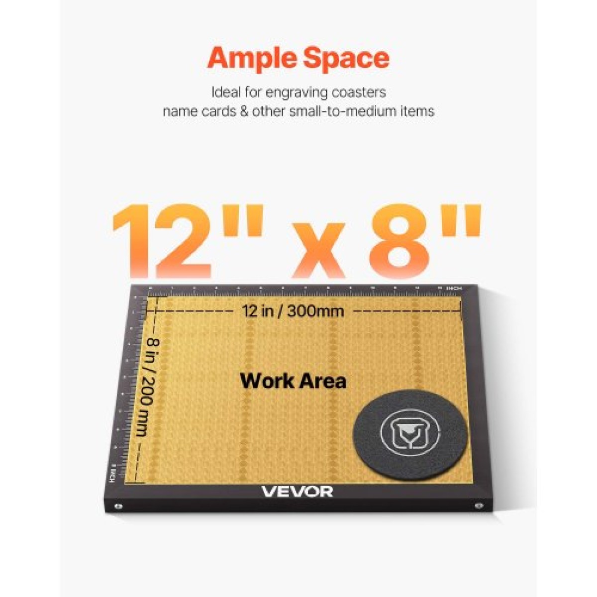 VEVOR 45W CO2 Laser Engraver, 300 x 200 mm, Desktop Co2 Laser Engraver Cutter Machine με περιστροφικό άξονα, Air Assist, Μηχάνημα χάραξης Συμβατό με LightBurn CorelDRAW GRBL, για Ξύλο Ακρυλικό Γυαλί