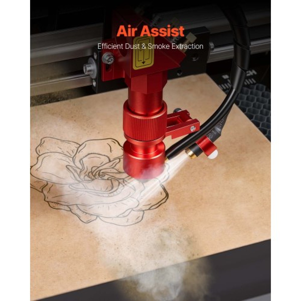 VEVOR 45W CO2 Laser Engraver, 300 x 200 mm, Desktop Co2 Laser Engraver Cutter Machine με περιστροφικό άξονα, Air Assist, Μηχάνημα χάραξης Συμβατό με LightBurn CorelDRAW GRBL, για Ξύλο Ακρυλικό Γυαλί