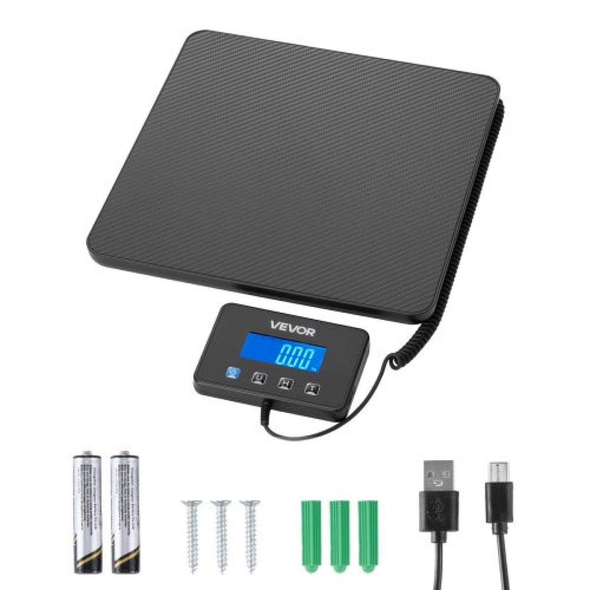 Ψηφιακή ταχυδρομική ζυγαριά VEVOR, 10 g/100 g Διπλής ακρίβειας, Εμπορική ζυγαριά βάρους 200 kg με λειτουργία Hold/Tare & οθόνη LCD, Κατάλληλη για πακέτα, ταχυδρομικά τέλη, αποσκευές, μπαταρία και καλώδιο φόρτισης που περιλαμβάνεται