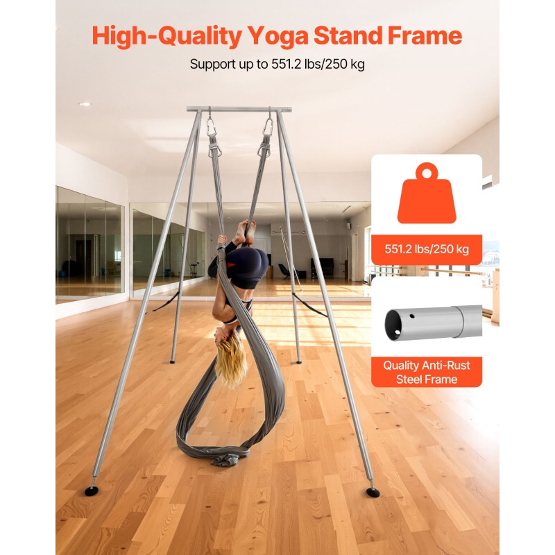 Πλαίσιο VEVOR Yoga Stand, Swing Stand μήκους 3m, Max 250 kg Load Triangular Structure Aerial Rig, Aerial Silk Stand για τους λάτρεις της γιόγκα, αντιολισθητική βάση, ελαφρύ, αποσπώμενο σχέδιο