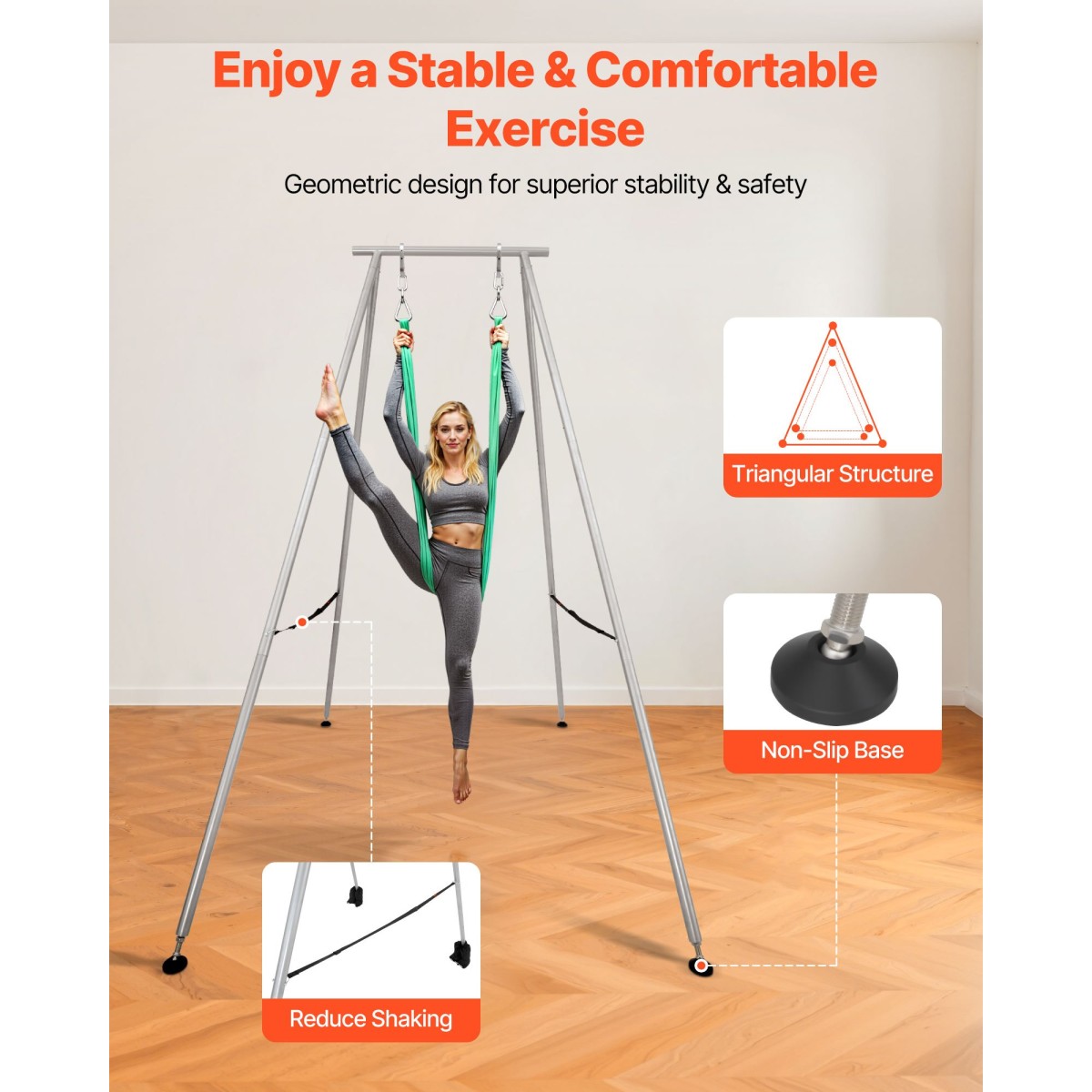 Πλαίσιο VEVOR Yoga Stand, Swing Stand μήκους 3m, Max 250 kg Load Triangular Structure Aerial Rig, Aerial Silk Stand για τους λάτρεις της γιόγκα, αντιολισθητική βάση, ελαφρύ, αποσπώμενο σχέδιο