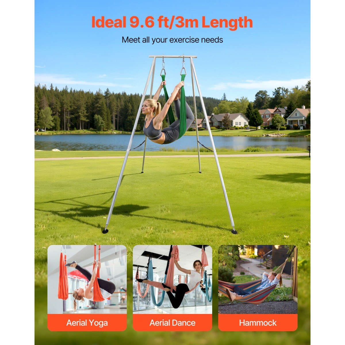 Πλαίσιο VEVOR Yoga Stand, Swing Stand μήκους 3m, Max 250 kg Load Triangular Structure Aerial Rig, Aerial Silk Stand για τους λάτρεις της γιόγκα, αντιολισθητική βάση, ελαφρύ, αποσπώμενο σχέδιο