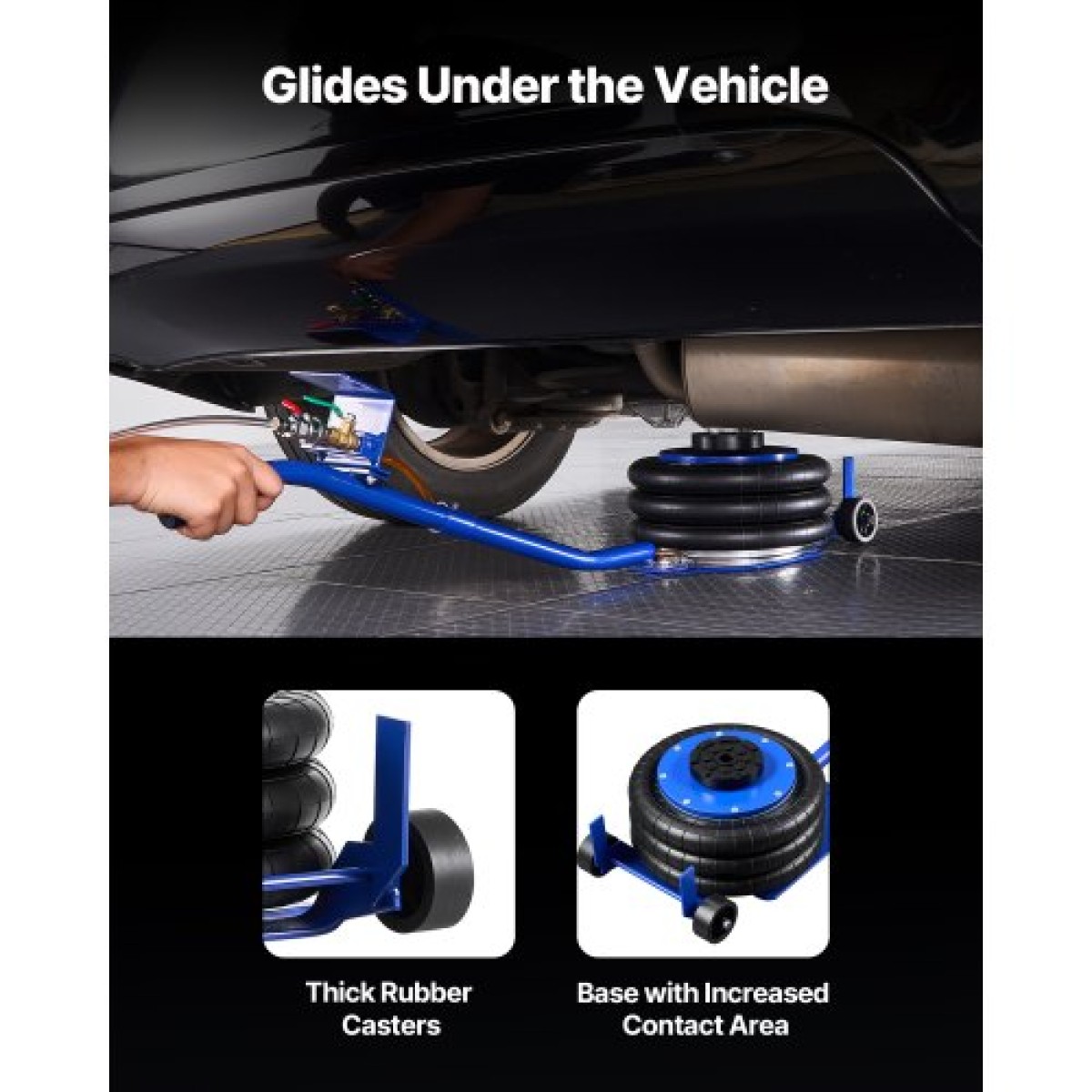 VEVOR Air Jack, 3 Ton Triple Bag Air Jack, Airbag με έξι χαλύβδινους σωλήνες, ανύψωση έως 450 mm, 1-6 s Fast Lifting Pneumatic με μακριά λαβή & λαστιχένιο μαξιλαράκι για αυτοκίνητα, SUV, επισκευή φορτηγών pickup, γκαράζ