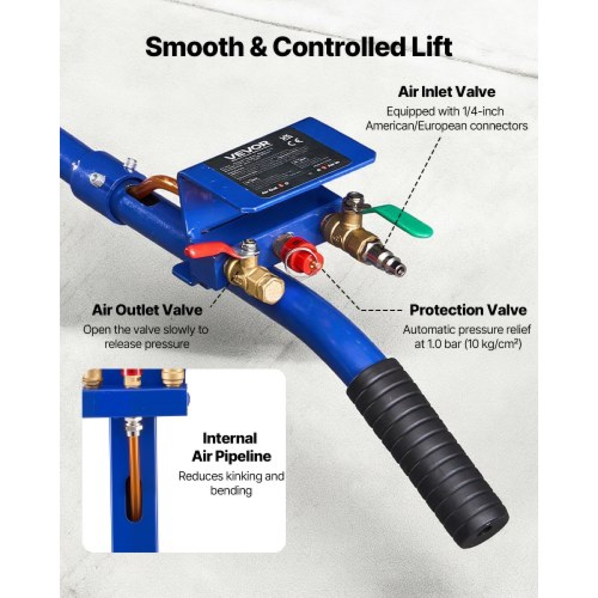 VEVOR Air Jack, 3 Ton Triple Bag Air Jack, Airbag με έξι χαλύβδινους σωλήνες, ανύψωση έως 450 mm, 1-6 s Fast Lifting Pneumatic με μακριά λαβή & λαστιχένιο μαξιλαράκι για αυτοκίνητα, SUV, επισκευή φορτηγών pickup, γκαράζ