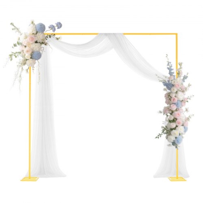 Βάση σκηνικού VEVOR Arch, 2,4 x 2,4 m, Σταθερή κατασκευή, Εύκολη συναρμολόγηση, Τετράγωνη χρυσή μεταλλική αψίδα για σκηνικό για γάμους, πάρτι γενεθλίων, αποφοίτηση, γιορτή και διακόσμηση τελετών