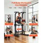 VEVOR Pull Up Bar, 150kg Power Tower Dip Station, Workout Dip Station με σταθερή βάση και πλατφόρμα υποστήριξης σχήματος H, ρυθμιζόμενη βάση στήριξης 9 επιπέδων ύψους για πλάτη, ρυθμιζόμενα μαξιλαράκια αγκώνων 3 επιπέδων