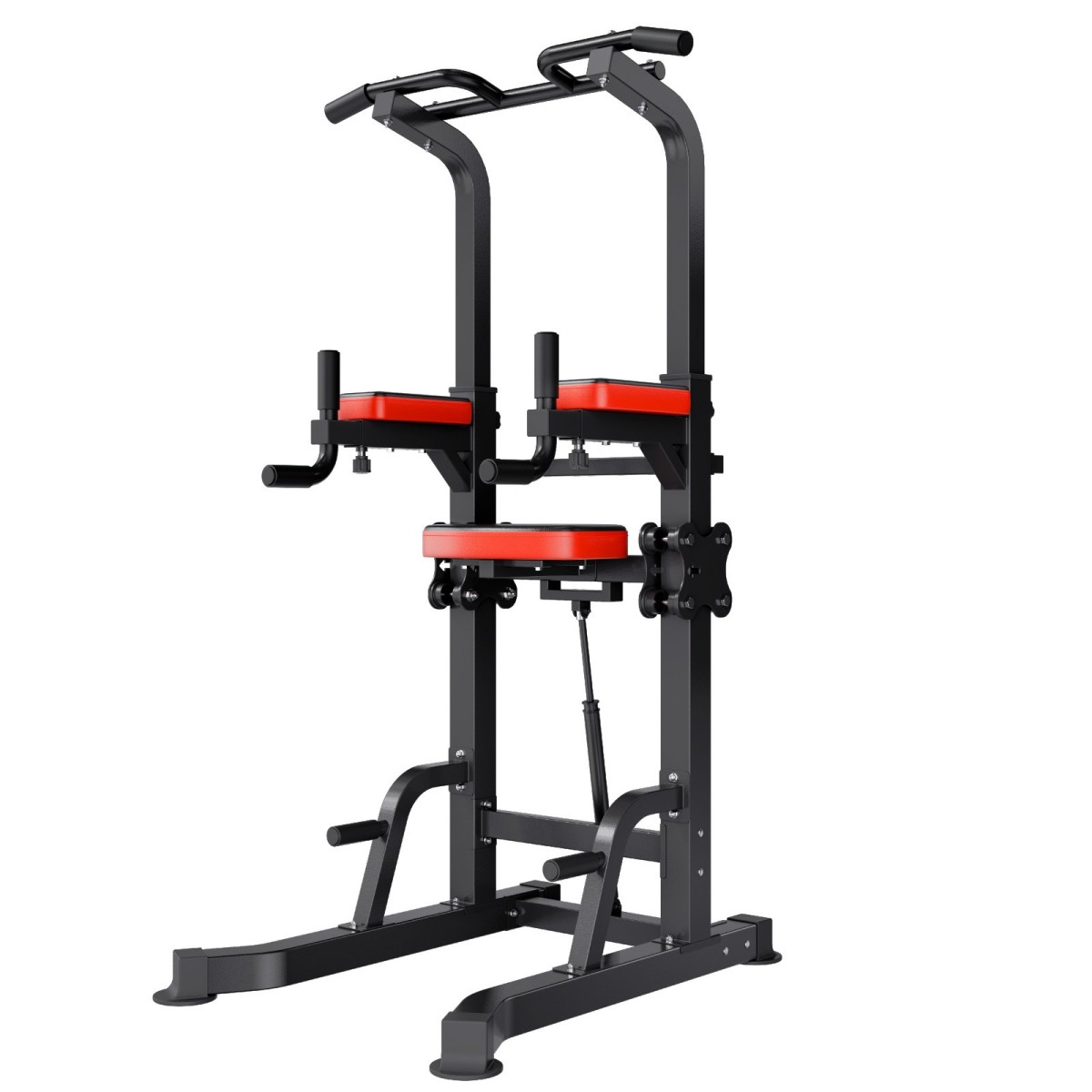 VEVOR Pull Up Bar, 150kg Power Tower Dip Station, Workout Dip Station με σταθερή βάση και πλατφόρμα υποστήριξης σχήματος H, ρυθμιζόμενη βάση στήριξης 9 επιπέδων ύψους για πλάτη, ρυθμιζόμενα μαξιλαράκια αγκώνων 3 επιπέδων