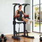 VEVOR Pull Up Bar, 150kg Power Tower Dip Station, Workout Dip Station με σταθερή βάση και πλατφόρμα υποστήριξης σχήματος H, ρυθμιζόμενη βάση στήριξης 9 επιπέδων ύψους για πλάτη, ρυθμιζόμενα μαξιλαράκια αγκώνων 3 επιπέδων