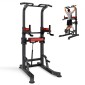 VEVOR Pull Up Bar, 150kg Power Tower Dip Station, Workout Dip Station με σταθερή βάση και πλατφόρμα υποστήριξης σχήματος H, ρυθμιζόμενη βάση στήριξης 9 επιπέδων ύψους για πλάτη, ρυθμιζόμενα μαξιλαράκια αγκώνων 3 επιπέδων