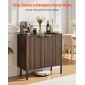 Έπιπλο VEVOR Coffee Bar, Τραπέζι Coffee Bar με αυλακώσεις Mid Century με χώρο αποθήκευσης 2 επιπέδων, ντουλάπι σε μπουφέ με πόρτα αχυρώνα, μπουφές μπουφέ για σαλόνι, είσοδος, 80 x 37,5 x 80 cm Καρυδιά