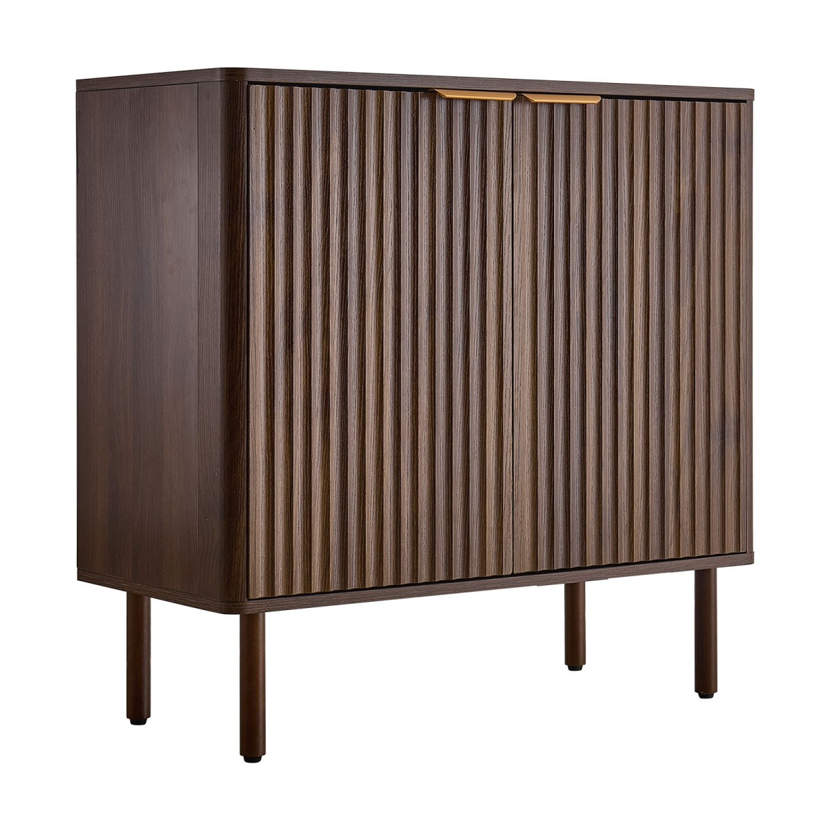 Έπιπλο VEVOR Coffee Bar, Τραπέζι Coffee Bar με αυλακώσεις Mid Century με χώρο αποθήκευσης 2 επιπέδων, ντουλάπι σε μπουφέ με πόρτα αχυρώνα, μπουφές μπουφέ για σαλόνι, είσοδος, 80 x 37,5 x 80 cm Καρυδιά